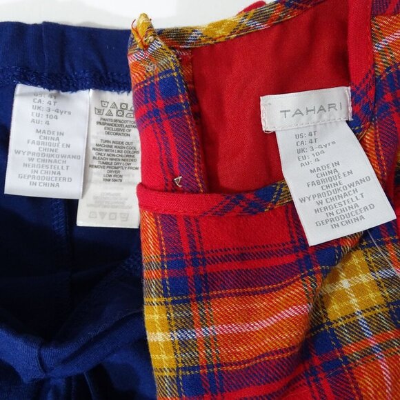 Tahari 2 Piece Red Plaid Flannel Dress with Blue Leggings Set Girls Size 4T NEW - Picture 6 of 8